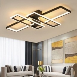Luminária de teto embutida de 4 luzes, luminária decorativa geométrica linear moderna