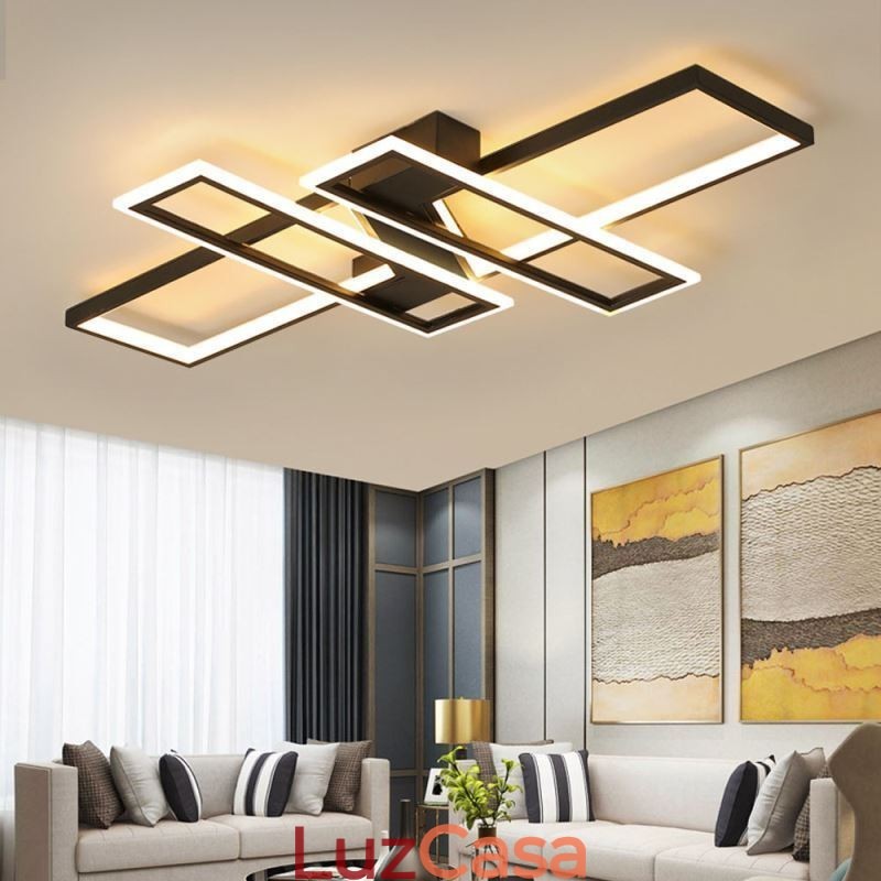 Luminária de teto embutida de 4 luzes, luminária decorativa geométrica linear moderna