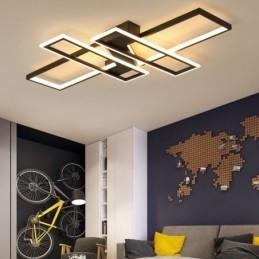 Luminária de teto embutida de 4 luzes, luminária decorativa geométrica linear moderna