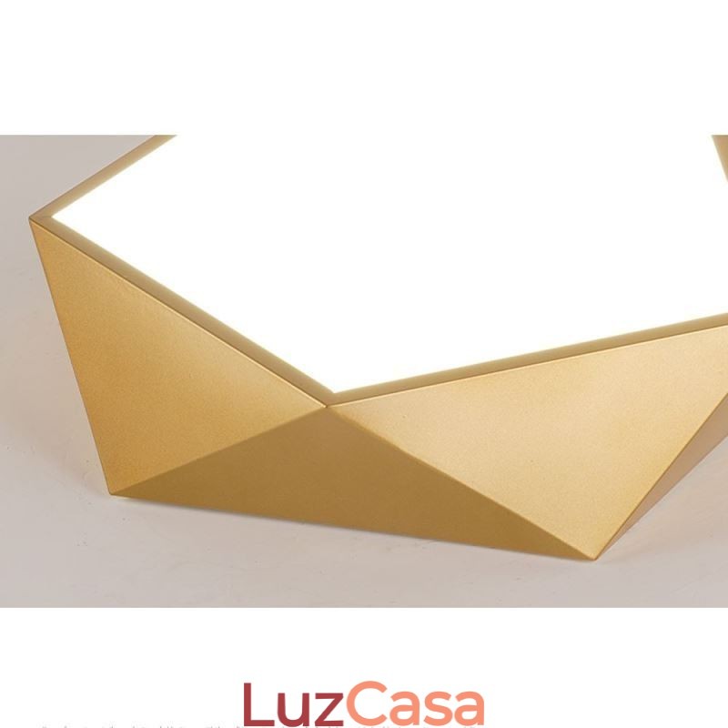 Luminária de teto acrílica geométrica dourada embutida