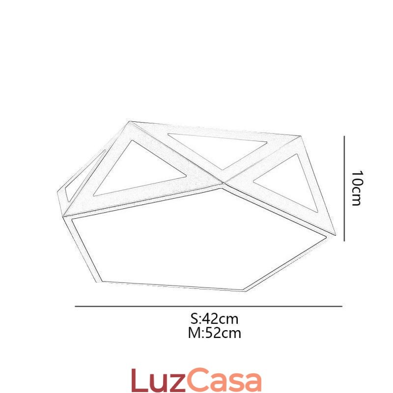 Luminária de teto acrílica geométrica dourada embutida