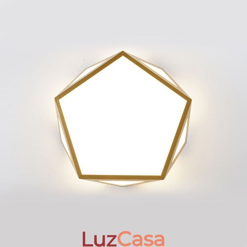 Luminária de teto acrílica geométrica dourada embutida
