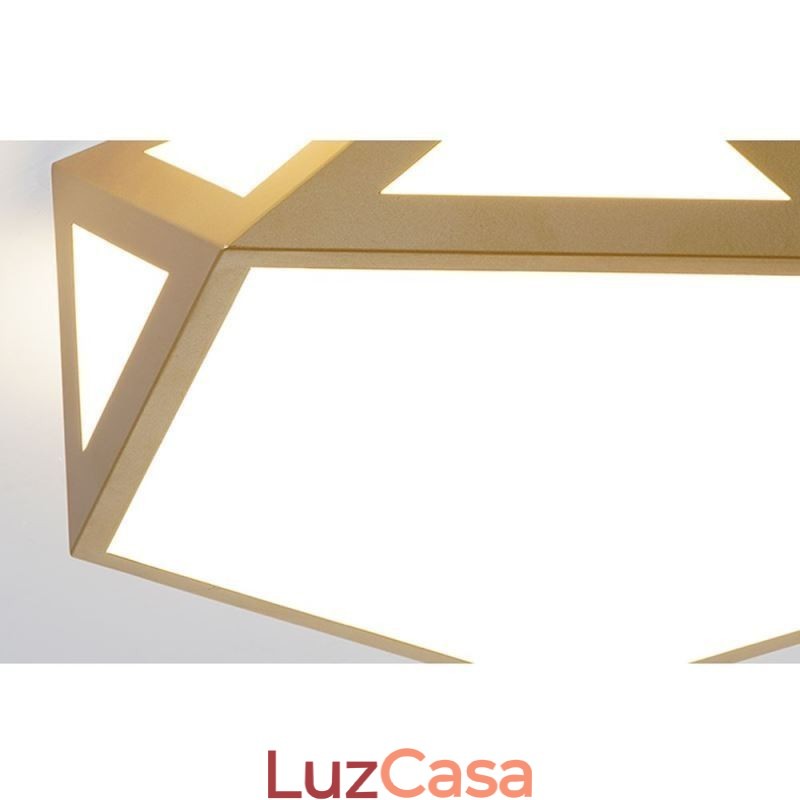 Luminária de teto acrílica geométrica dourada embutida