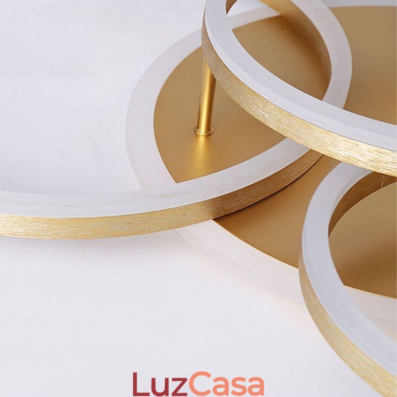 Luminária de teto redonda dourada moderna embutida