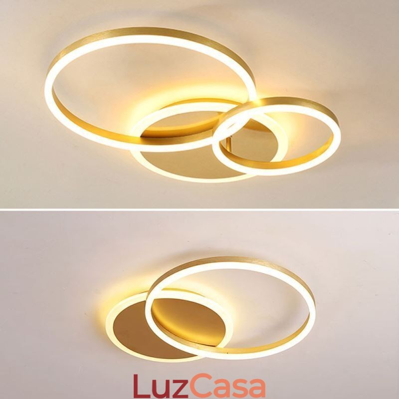 Luminária de teto redonda dourada moderna embutida