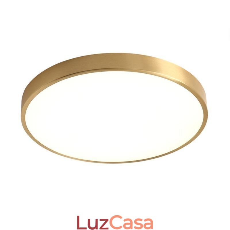 Luminária de teto redonda embutida moderna em acrílico dourado