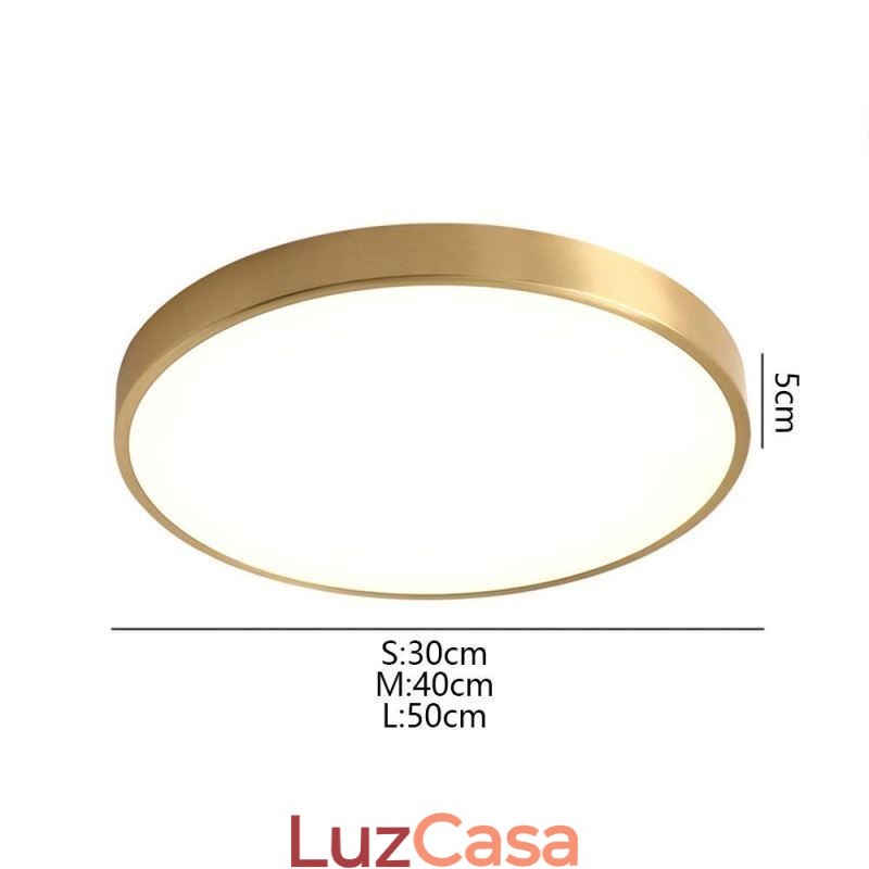 Luminária de teto redonda embutida moderna em acrílico dourado