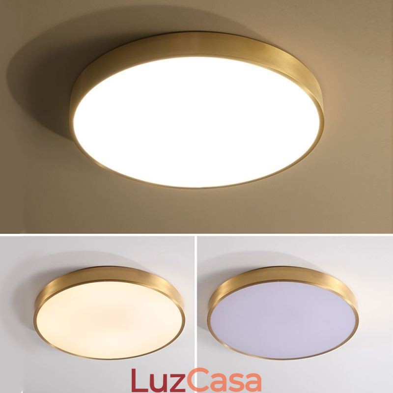 Luminária de teto redonda embutida moderna em acrílico dourado