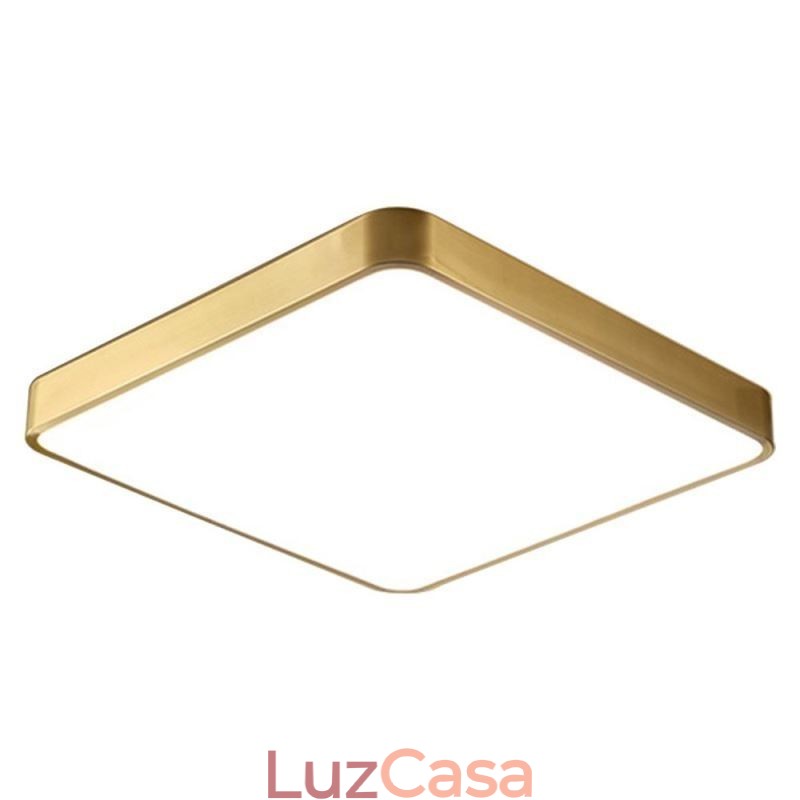 Luminária de teto quadrada dourada minimalista de acrílico embutida
