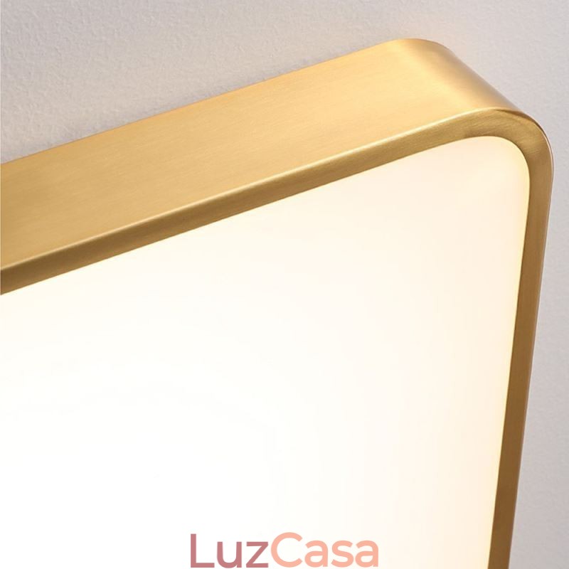 Luminária de teto quadrada dourada minimalista de acrílico embutida