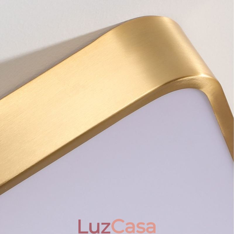 Luminária de teto quadrada dourada minimalista de acrílico embutida