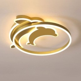 Luminária de teto embutida tipo golfinho dourado