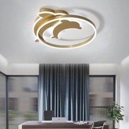 Luminária de teto embutida tipo golfinho dourado