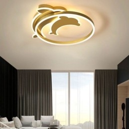 Luminária de teto embutida tipo golfinho dourado