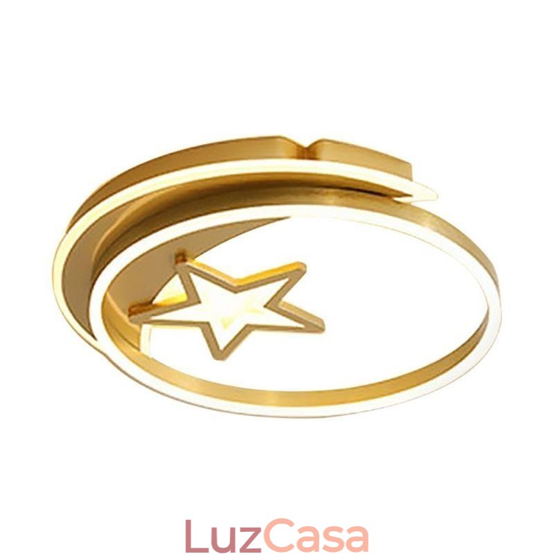 Luminária de teto embutida Moon Star em acrílico dourado