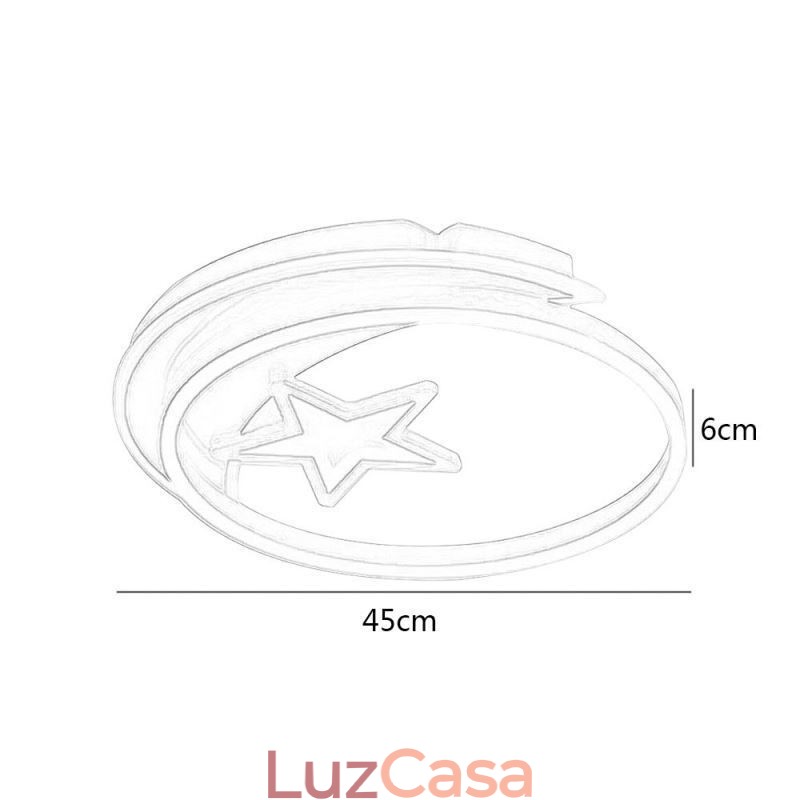 Luminária de teto embutida Moon Star em acrílico dourado