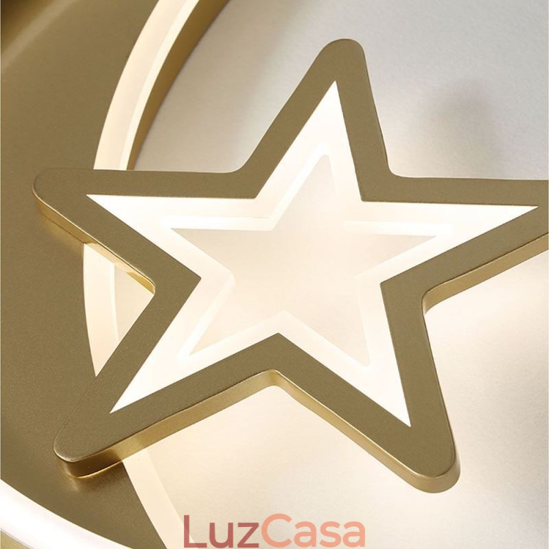 Luminária de teto embutida Moon Star em acrílico dourado