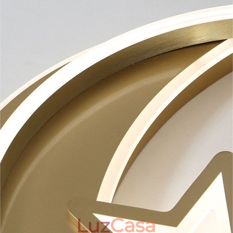 Luminária de teto embutida Moon Star em acrílico dourado