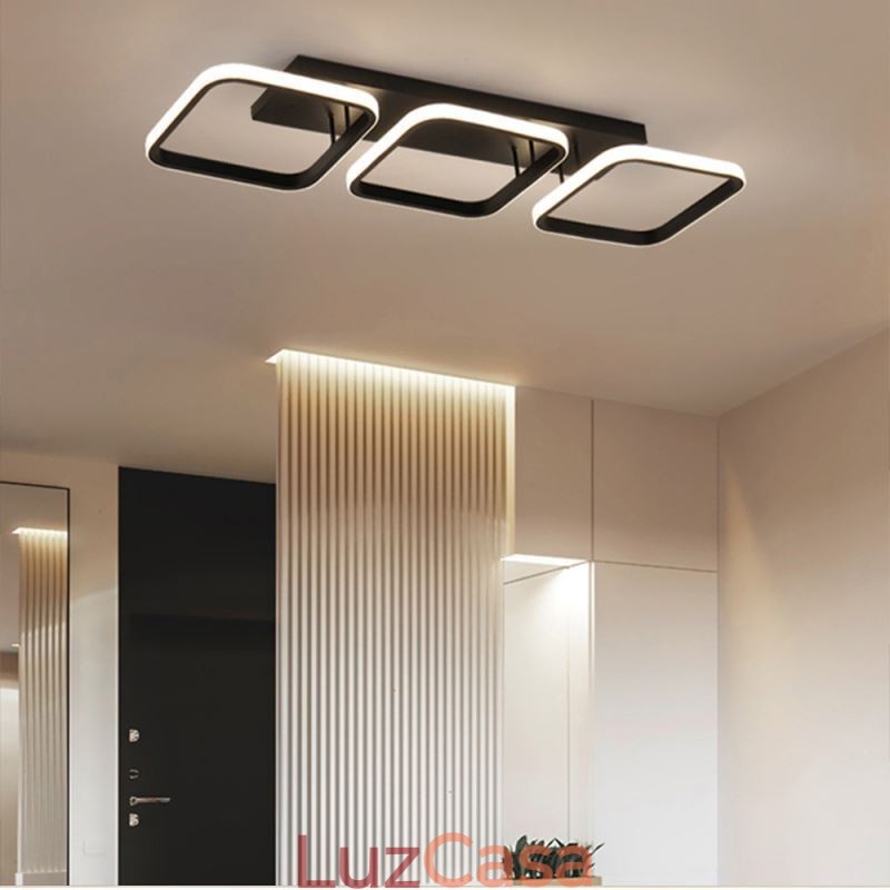 Luminária de teto moderna minimalista com moldura quadrada de acrílico embutida