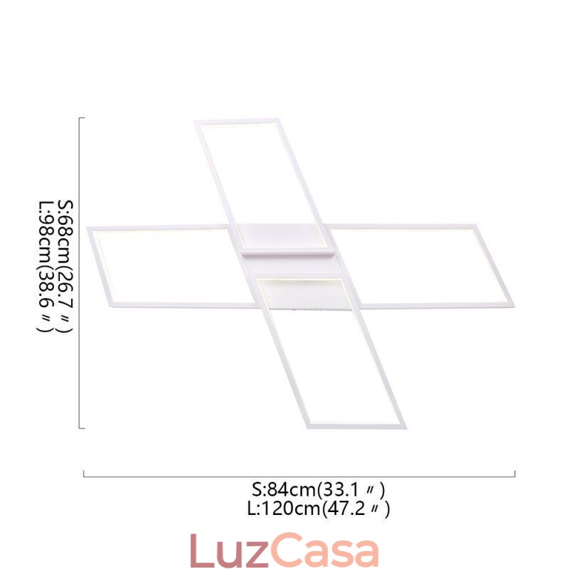 Luminária de teto acrílica minimalista embutida em formato de X