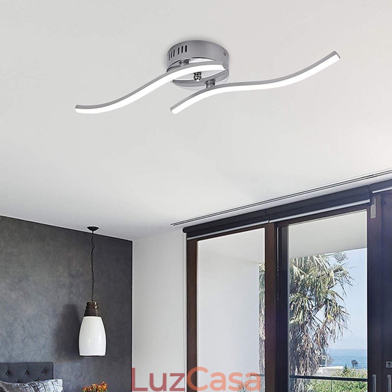 Luminária de teto em acrílico moderna e simples com formato de onda embutida