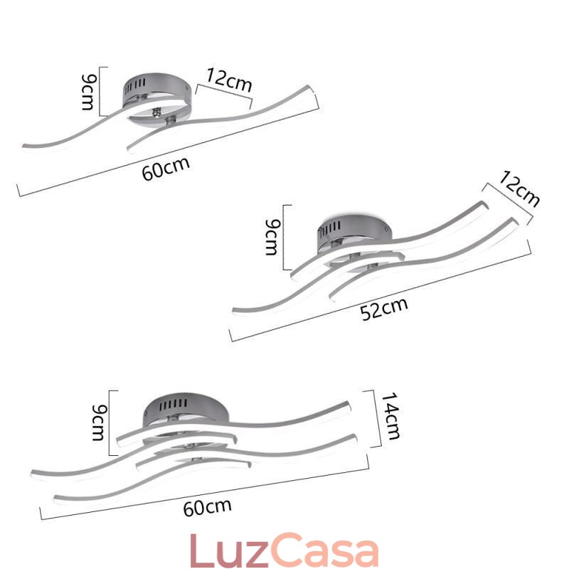 Luminária de teto em acrílico moderna e simples com formato de onda embutida