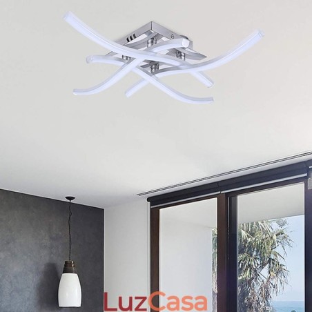 Luminária de teto em acrílico moderna e simples com 4 luzes em formato de onda