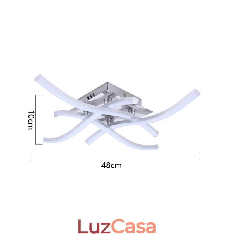 Luminária de teto em acrílico moderna e simples com 4 luzes em formato de onda