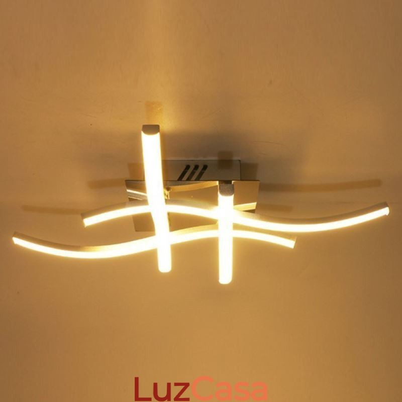 Luminária de teto em acrílico moderna e simples com 4 luzes em formato de onda