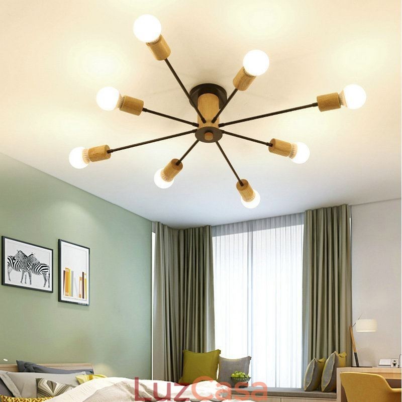 Lustre moderno Magic Beans Flush Mount Wood Branch