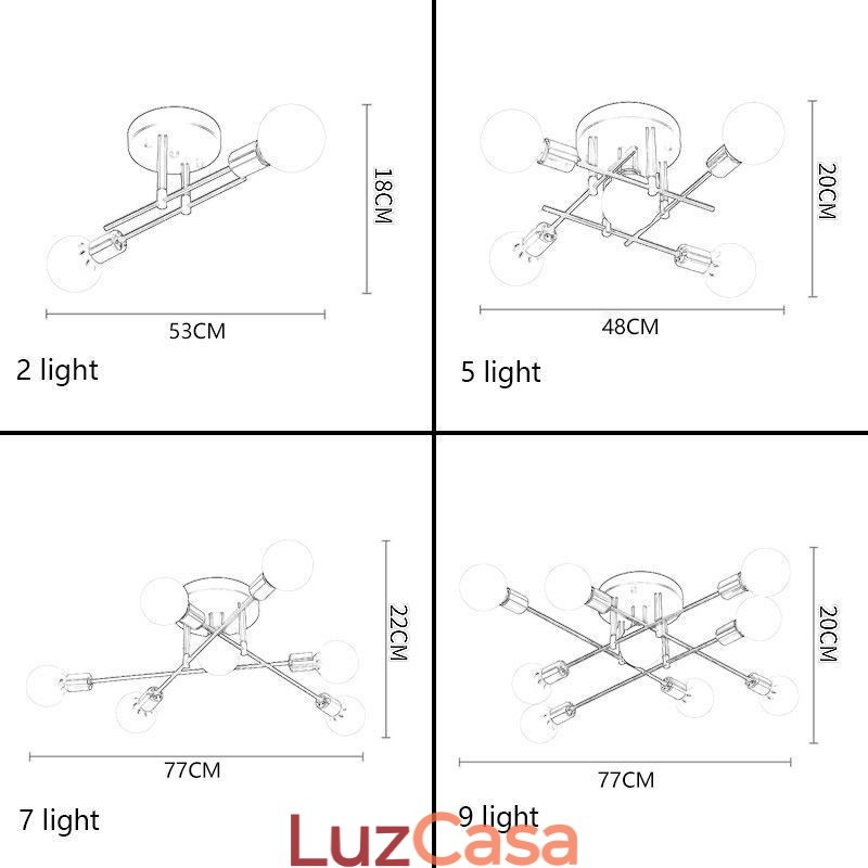 Simples Magic Beans Flush Mount Cruzado Luz de Teto