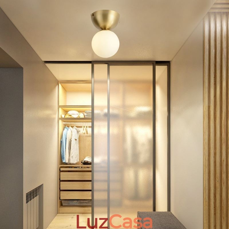 Mini luminária de teto embutida de latão nórdico para iluminação de foyer