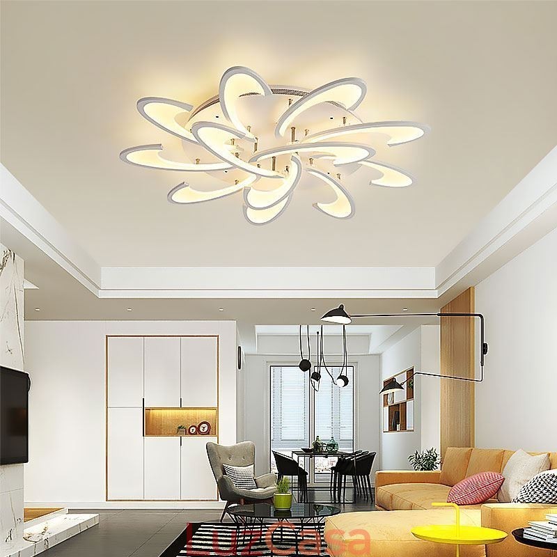 Luminária de teto moderna e simples de acrílico com moinho de vento embutido