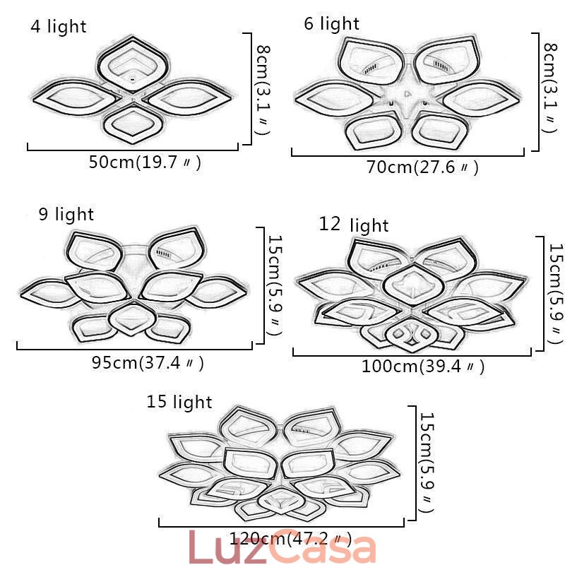 Luminária de teto em acrílico moderna e simples com pétala embutida