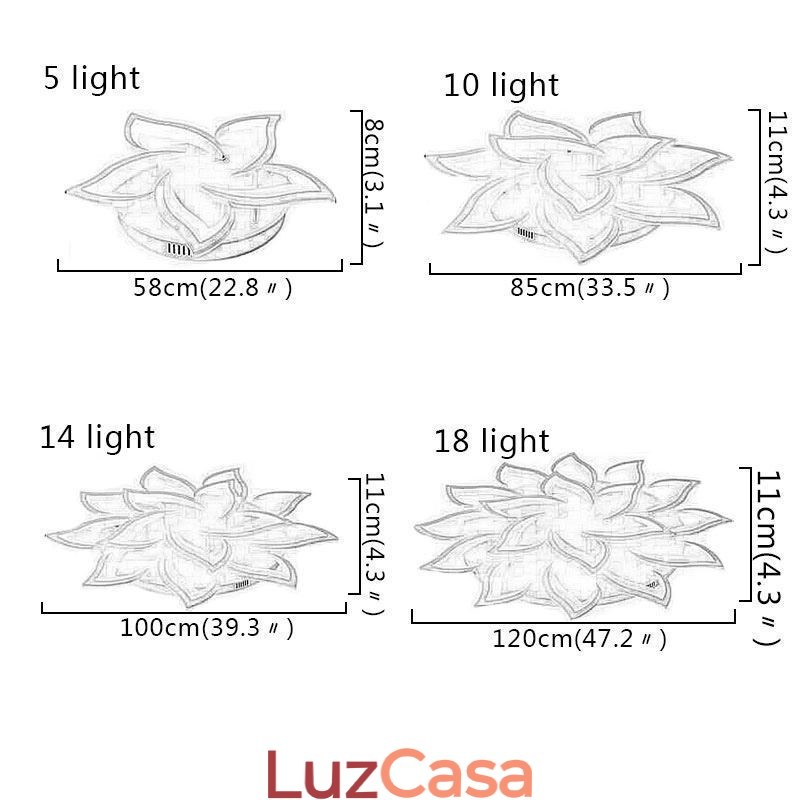Luminária de teto em acrílico em formato de girassol, simples e moderna