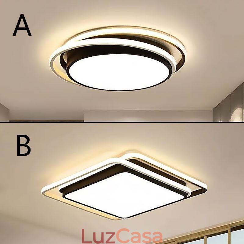 Luminária de teto geométrica moderna e simples embutida com moldura quadrada