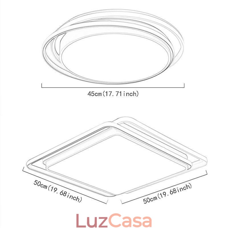 Luminária de teto geométrica moderna e simples embutida com moldura quadrada