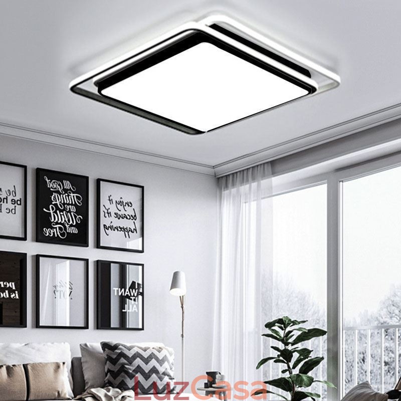 Luminária de teto geométrica moderna e simples embutida com moldura quadrada