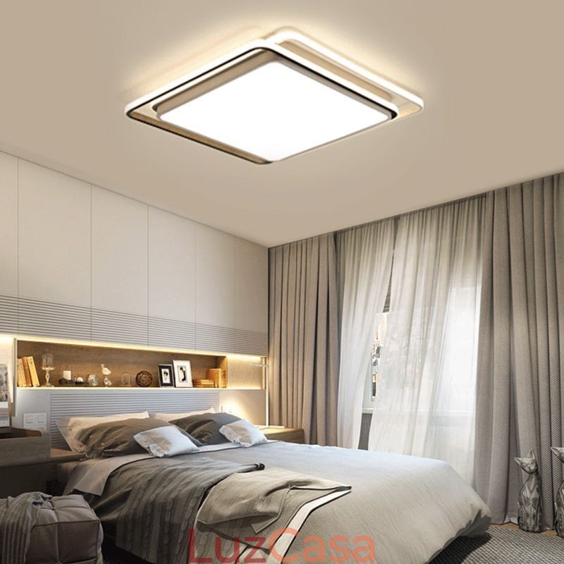 Luminária de teto geométrica moderna e simples embutida com moldura quadrada