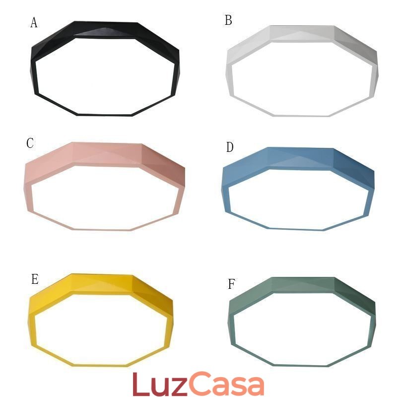 Luminária de teto moderna com design hexagonal especial e montagem embutida, lâmpada ultrafina