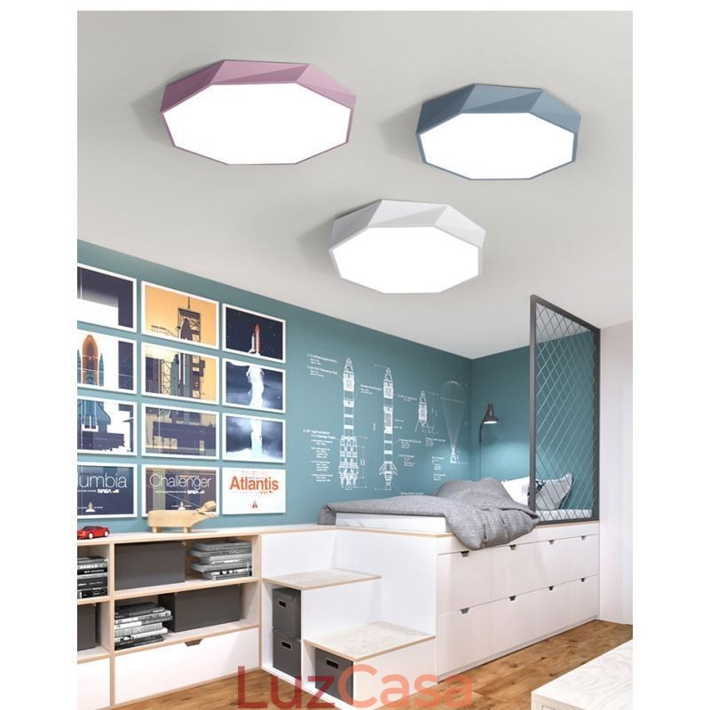 Luminária de teto moderna com design octogonal especial e montagem embutida, lâmpada ultrafina