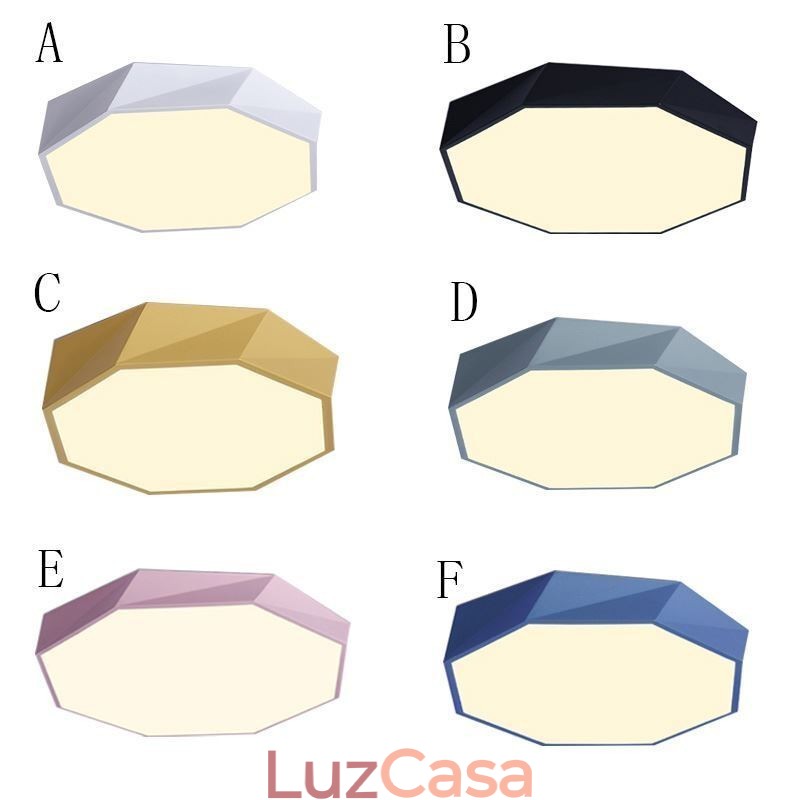 Luminária de teto moderna com design octogonal especial e montagem embutida, lâmpada ultrafina