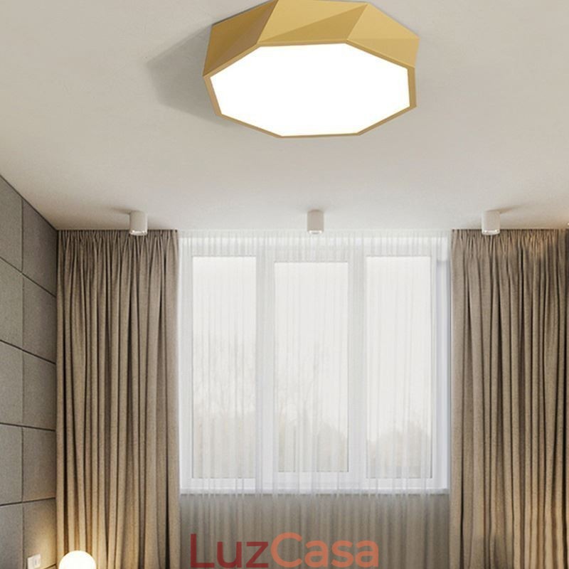 Luminária de teto moderna com design octogonal especial e montagem embutida, lâmpada ultrafina