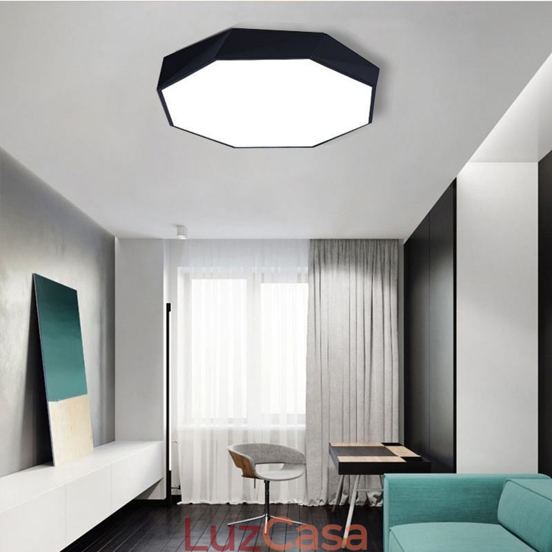 Luminária de teto moderna com design octogonal especial e montagem embutida, lâmpada ultrafina