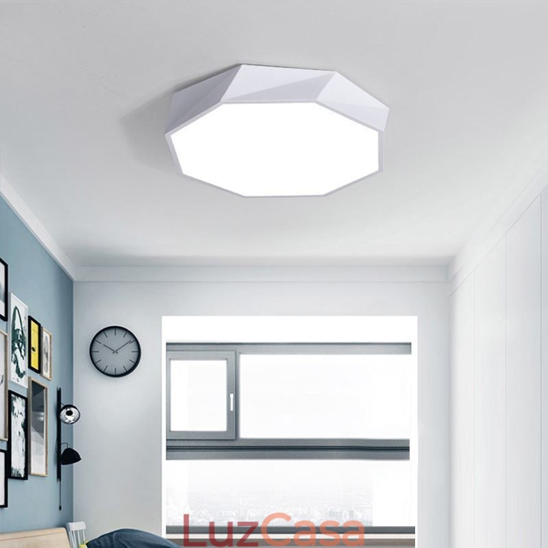 Luminária de teto moderna com design octogonal especial e montagem embutida, lâmpada ultrafina