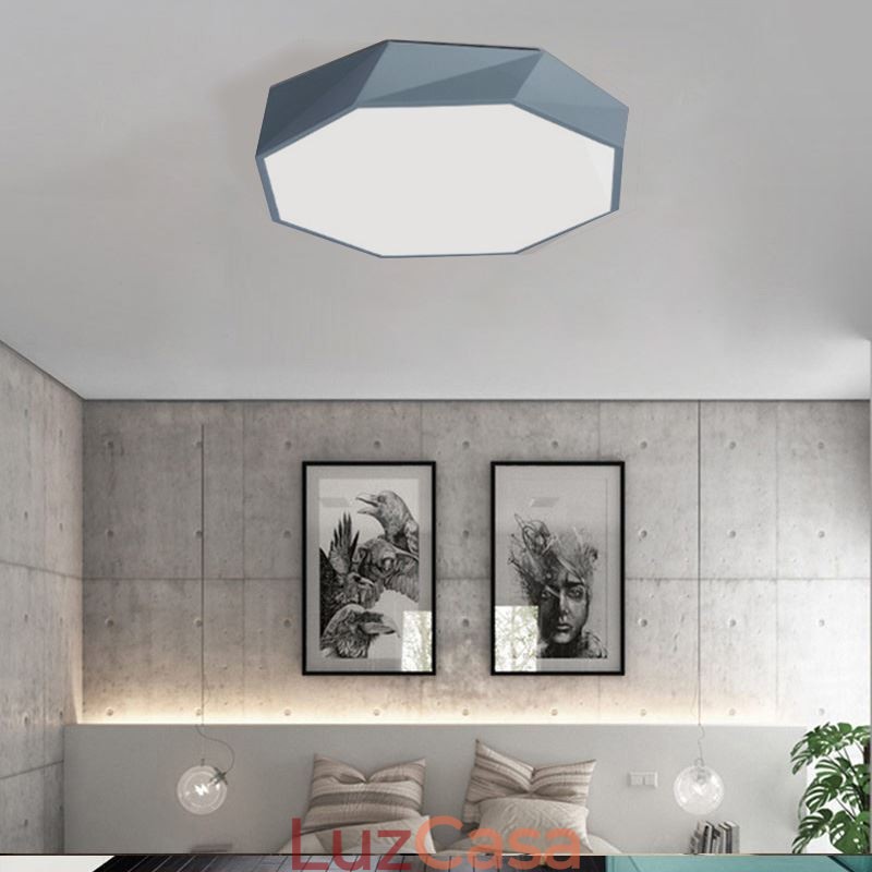 Luminária de teto moderna com design octogonal especial e montagem embutida, lâmpada ultrafina