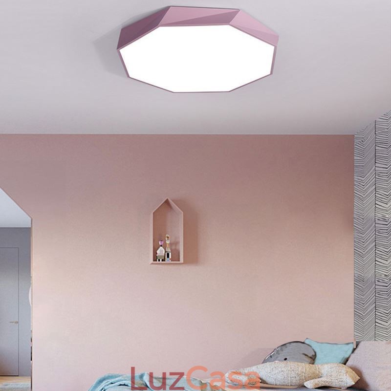 Luminária de teto moderna com design octogonal especial e montagem embutida, lâmpada ultrafina