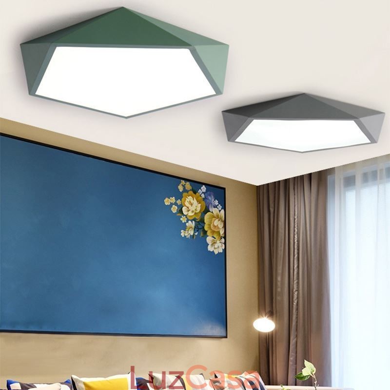 Luminária de teto moderna com design de diamante e montagem embutida, ultrafina, iluminação doméstica