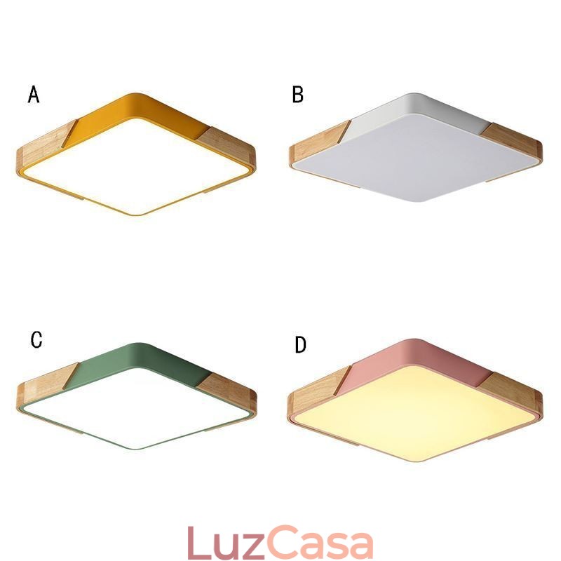 Luminária de teto com estrutura de madeira embutida simples, lâmpada de design superfino, luz de pendurar