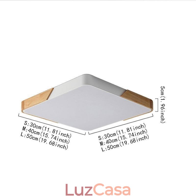 Luminária de teto com estrutura de madeira embutida simples, lâmpada de design superfino, luz de pendurar